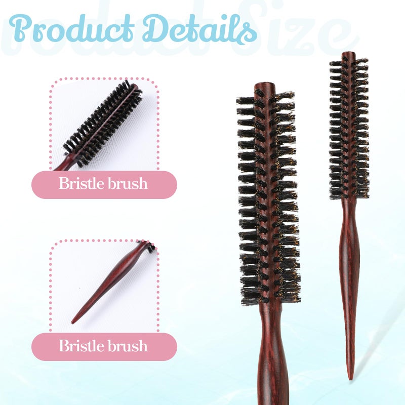 simarro Small Round Head Hair Brush, Boar Bristle Brush, Soft Natural Bristles with Wooden Handle, Suitable for Short Hairs, Fine Hairs Drying, Styling, Men's Beard Brushes, Restore Hair Shine - Image 3
